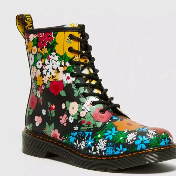 Dr. Martens 1460 Floral Mash Up Leather Lace Up Boots - Picture 1 of 5